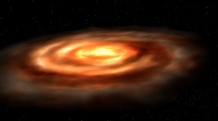 Poster - Fiery Galaxy Formation a Stellar Nursery in Cosmic Space with Intense Gravity and Swirling Gas.