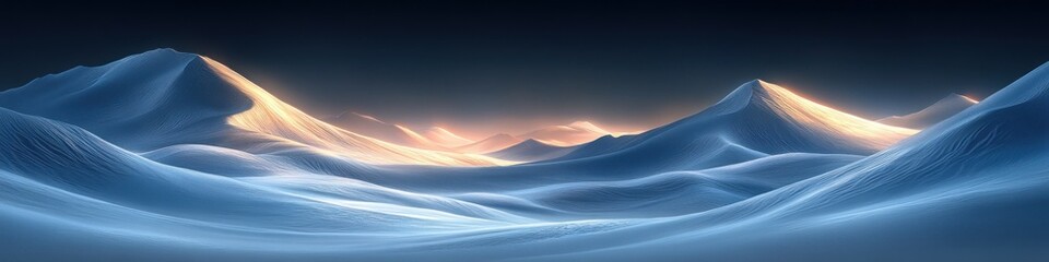 Aufkleber - Serene Winter Landscape Soft Snow Dunes Gentle Light Reflection Tranquil Atmosphere Isolated Black Background