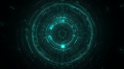 Poster - futuristic high tech circle visual display backdrop sci fi interface glowing electric pattern.