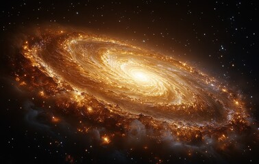 Wall Mural - Stunning Spiral Galaxy and Black Hole in Cosmic Night Sky with Bright Starbursts