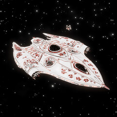 Poster - futuristic spaceship flying through starry cosmos elegant design advanced technology science fiction