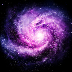 Poster - Galactic Purple Swirls Cosmic Nebula Universe Space Abstract Art Illustration Celestial Bodies Phenomena.