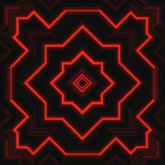 Poster - geometric echoes red patterns on a dark background intriguing symmetry creating unique visuals.