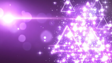 Poster - Glowing Triangle Cascade with Bokeh and Lens Flare Creates a Magical Effect on Dark Background.
