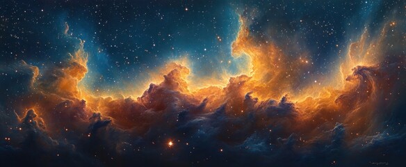 Wall Mural - Cosmic Nebula in Dreamy Pastels with Luminous Stars and Ethereal Gas Clouds