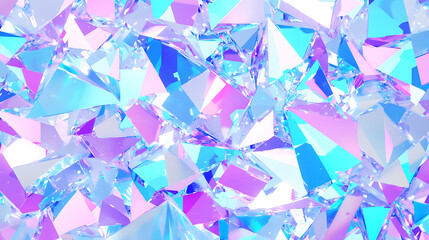 Poster - Iridescent Shard Cascade Abstract Texture of Geometric Fragments in Blue Pink and White Tones.