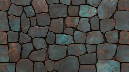 Poster - Irregular Stone Patterned Wall with Mottled Color Effects on Blocks for Decorative Facade Texture.