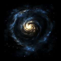 Poster - Luminous Galaxy Formation with Swirling Nebula Clouds and Celestial Stars in Deep Space.