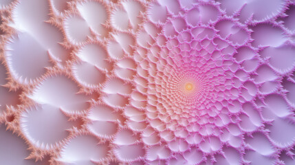Poster - Mesmerizing Fractal Art with Delicate Spikes and Subtle Gradient in Purple Pink and Beige Palette.