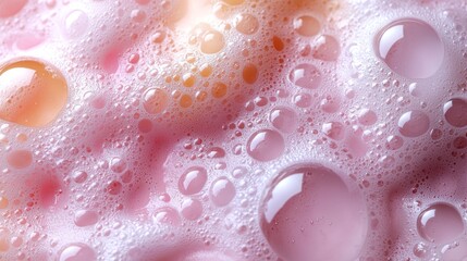 Poster - Soft, luscious pink soap foam fills the surface, featuring delicate bubbles clustered together, creating an enchanting texture. The vibrant hues evoke a sense of cheerfulness and calm