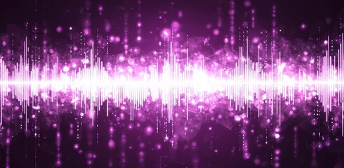 Poster - Abstract Pink Halftone Pattern on Dark Purple Background with Sparkling Effects for Visual Designs and Creative Projects