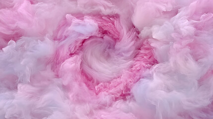 Poster - Pink and White Whirling Abstract Cloudscape Dreamlike Swirl of Pastel Hues in Vaporous Texture.