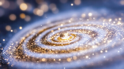 Poster - Radiant Cosmic Swirl in an Unveiling Galaxy with Celestial Dust and Light Phenomena.
