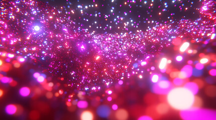 Poster - Radiant Sparkle Galaxy Nebula of Pink Magenta and Violet Lights Festive Abstract Background Texture.