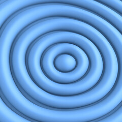 Poster - Round Ripples 3D Illustration in Soft Blue Shades for Abstract Background or Modern Design Element.