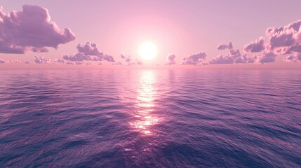 Wall Mural - Pink sunset over calm ocean. (1)