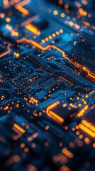 Poster - Illuminated Macro View of Electronic Circuit Board in Vibrant Colors