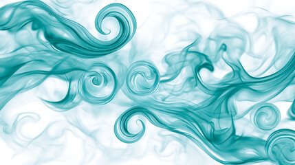 Poster - Serene Turquoise Swirls and Spirals of Abstract Smoke Design Artistic Wallpaper Style.