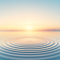 Poster - Serene Water Ripples Reflecting Gentle Sunset Sunlight at Dusk over Calm Lake Surface Vista.