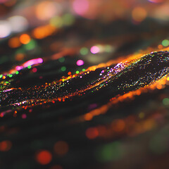 Poster - Shimmering Ribbon of Light Bokeh Symphony Abstract Digital Art with Vivid Color and Texture Richness