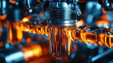 Poster - Industrial Scene Highlighting Creative Engine in Motion with Oil Flow