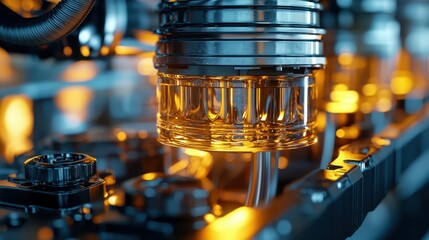 Poster - Close-Up of Engine Components in an Industrial Creative Scene