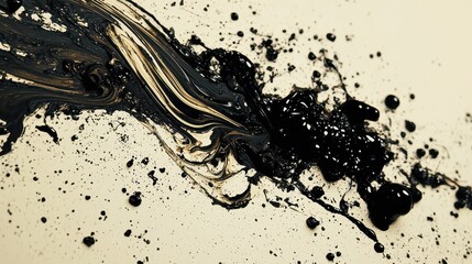 Poster - Creative Macro View of Swirling Ink Splashes on Beige Background