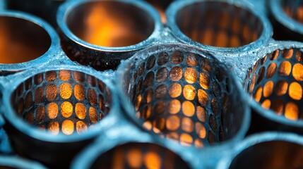 Poster - Intricate Macro Shot Capturing Unique Design of Industrial Pipes
