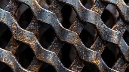 Poster - Intricate Macro Shot of Crisp Metallic Mesh Design with Texture