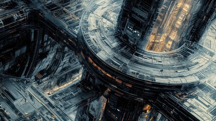Poster - Intricate Blueprint of a Futuristic Engineering Structure