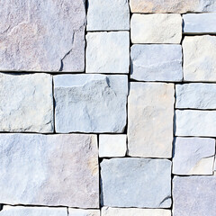 Poster - Stone Wall Construction Pattern of Irregular Textured Blocks in Varied Colors and Shape Elements.