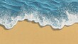 © Sampao - Summer drawn in the sand, with calm blue waves rolling in, creating a peaceful beach vacation atmosphere. No people no text