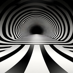 Poster - Surreal Monochrome Hallway Illusion Art in Black and White Perspective Exploration