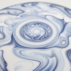 Poster - Swirling Blue Dye Pattern Abstract Illusion Artistic Design Graphic Background Close up Visual.