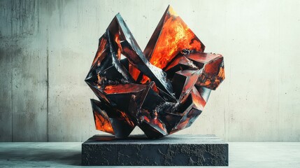 Poster - Dramatic Composition of Fireproof Materials in Abstract Art