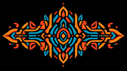 Poster - Vibrant Geometric Ornamental Decoration with Symmetrical Abstract Elements and Bold Color Palette.