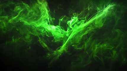 Poster - Vibrant Ethereal Green Energy Emanation Visual Effect Art Background Powerful Mysterious Aura Design