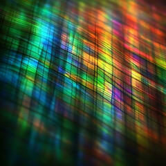 Poster - vibrant spectrum of grid lines reflecting light and color in abstract artistic design.