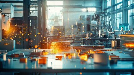 Poster - Dynamic Construction Scene with Fireproof Materials and Sparks