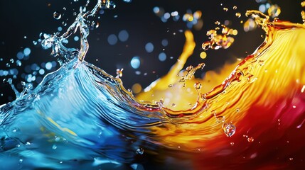 Poster - Dynamic Composition of Colorful Liquid Splashes Captured in Motion