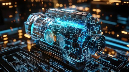 Poster - futuristic concept of engine with advanced protection technology
