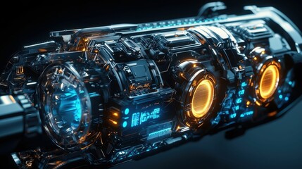 Poster - Futuristic Engine Design with Integrated Technology Elements