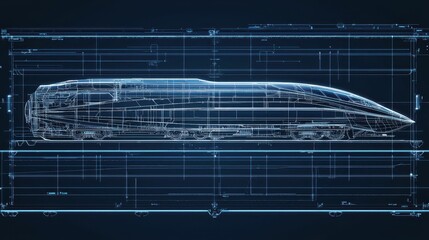 Poster - Futuristic Engineering Blueprint of High-Speed Transport Concept
