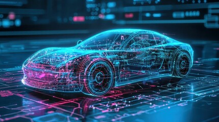 Poster - Futuristic Engineering Blueprint of Self-Driving Vehicle Concept