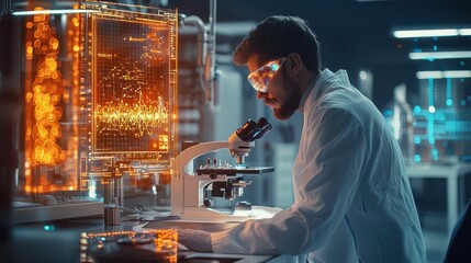Poster - Scientists in a Futuristic Lab Conduct Research on Fireproof Materials