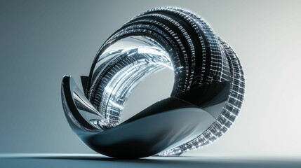 Poster - Futuristic Digital Sculpture with Light Projections and Modern Design