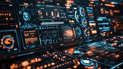 Poster - Advanced Technology Control Room with Real-Time Data Display