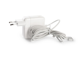 Wall Mural - USB power adapter with charge cable isolated on white