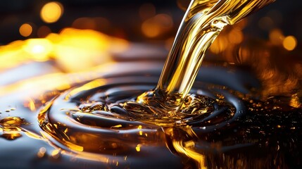 Poster - Glossy Liquid Flowing Through Smooth Surface with Vibrant Reflection
