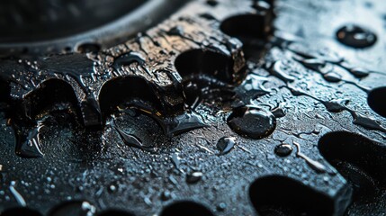 Poster - Detailed Macro of Intricate Texture with Water Droplets on Surface
